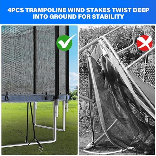 YSSOA 14FT Trampoline with Safety Enclosure and Wind Stakes Blue