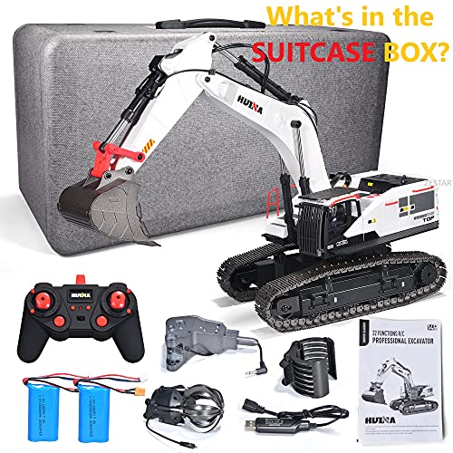 HuiNa RC Excavator 1:14 Metal Remote Control Digger White