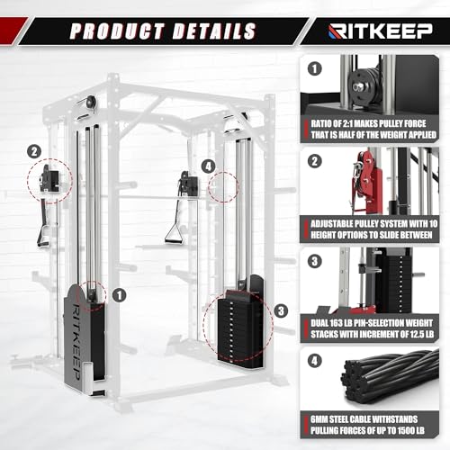 RitKeep Fitness PMAX 5600 Smith Machine 6-in-1 Home Gym Black&Red