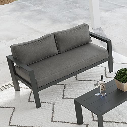 Homestyles Grayton Outdoor Aluminum Loveseat Grey
