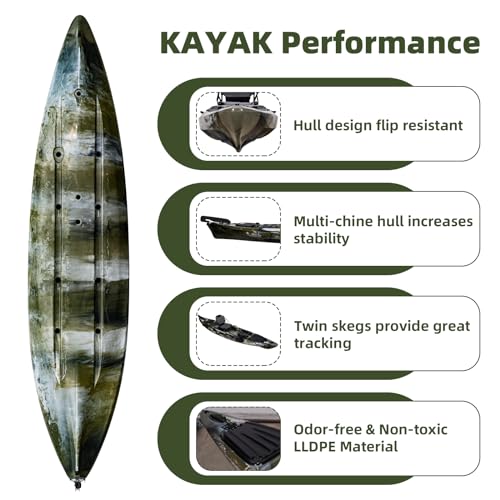 ProMaintain Fishing Kayak 13FT Green Camo