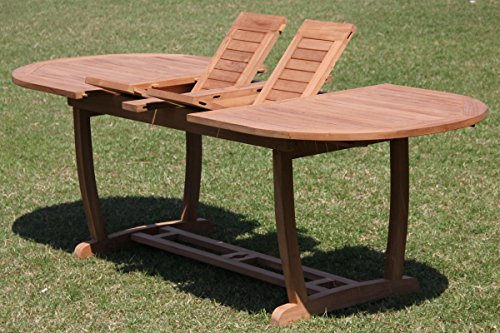 WholesaleTeakFurniture Grade-A Teak Wood 9 Pc Dining Set with 94" Oval Table and 8 Napa Stacking Arm Chairs