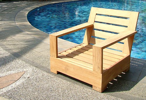 WholesaleTeakFurniture Luxurious 3 Piece Teak Lounge Chair Set with Ottoman