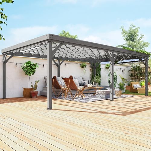 Outsunny 12' x 20' Outdoor Pergola Wood Gazebo with Concrete Anchors Gray