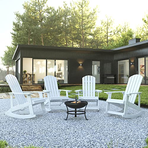 BizChair Set of 4 Savannah Adirondack Rocking Chairs White