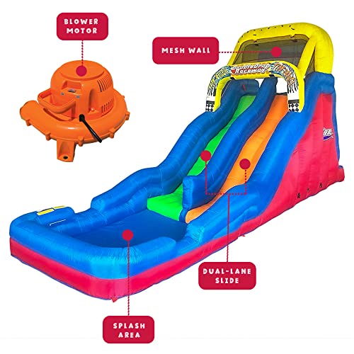 BANZAI Double Drop Raceway 120" Inflatable Water Slide with Splash Pool
