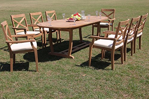 TeakStation 8 Seater Grade-A Teak Wood 9 Pc Dining Set Teak