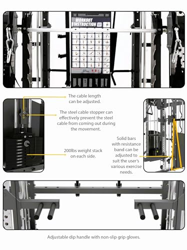 MiM USA Hercules Pro Commercial Smith Machine & Functional Trainer Black