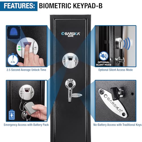 BARSKA Large Access Biometric Gun Safe Black
