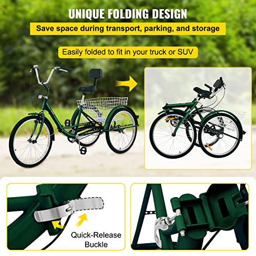 Bkisy Adult Tricycle 24'' 1-Speed Green