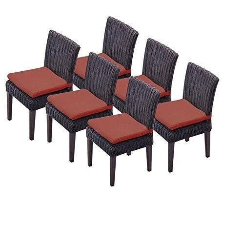 TK Classics TKC Venice Wicker Patio Dining Chairs Set of 6 Terracotta