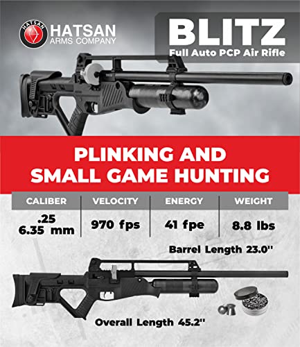Wearable4U Hatsan Blitz Full Auto PCP .25 Cal Air Rifle Bundle with 150 Pellets & 100 Targets