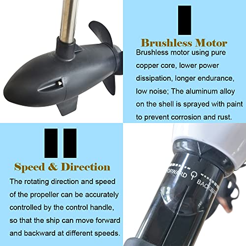 HQHAOTWU Thrust Electric Outboard Motor 240lbs Trolling Engine for Saltwater Boats