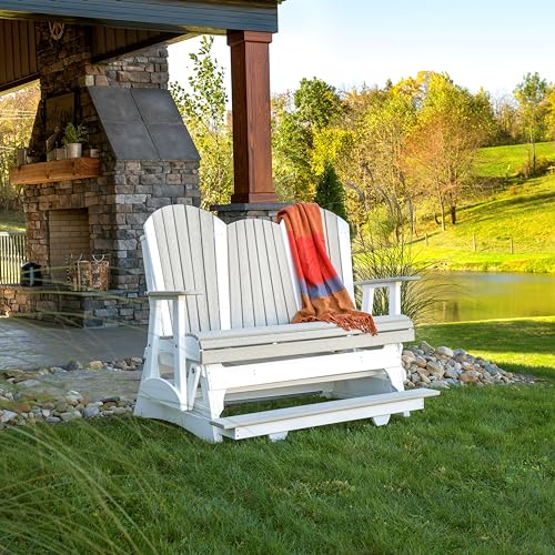 Furniture Barn USA Poly Lumber 5' Balcony Adirondack Glider Birch & White