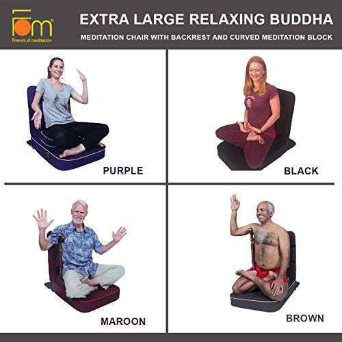 Friends Of Meditation XL Meditation & Yoga Chair with Back Support, Black, Pack of 4