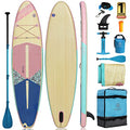 Highpi Inflatable Stand Up Paddle Board Vertically Center-Folded SUP Pink Wood