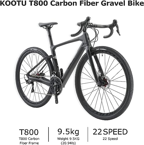 KOOTU Carbon Gravel Road Bike Shimano 105 R7000 22S Disc Brake Black