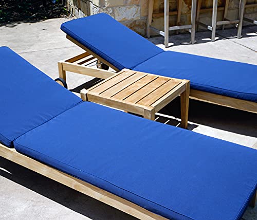 Alveare Home Clearwater Teak Sunbrella Outdoor Patio Chaise Lounger 4-Position Navy