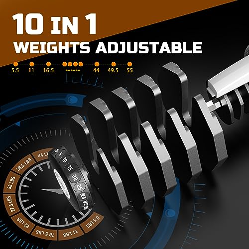 ATIVAFIT Adjustable Dumbbell for Workout Strength Training Fitness Weight Gym Set 55LB-Pair