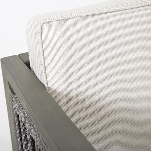Christopher Knight Home 4-Piece Outdoor Acacia Wood Patio Set Grey+Beige