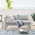 Modway Shore Sunbrella® Fabric Aluminum Outdoor Patio Left-Arm Loveseat Silver Gray