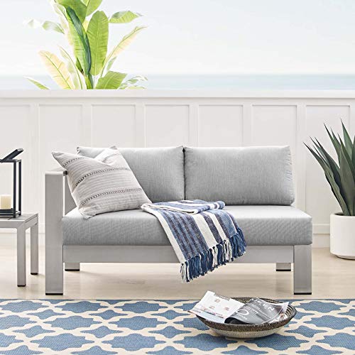 Modway Shore Sunbrella® Fabric Aluminum Outdoor Patio Left-Arm Loveseat Silver Gray