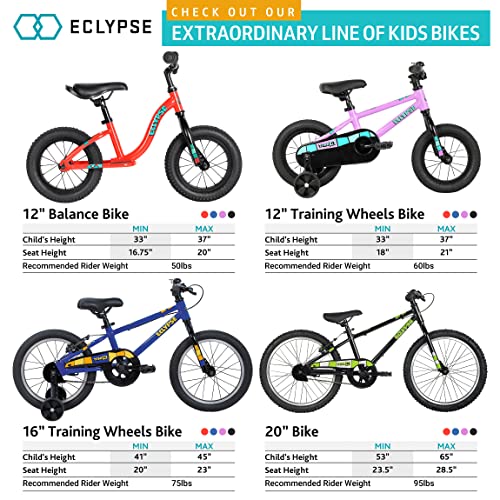 Eclypse Titan Kids Bike 16 Inch with Training Wheels Black