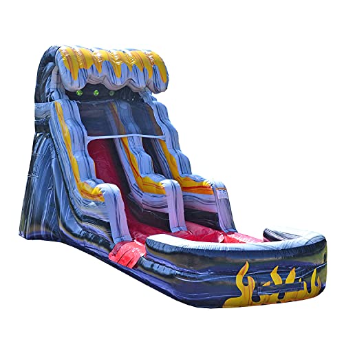 JumpOrange 15' Flame Commercial Water Slide with Splash Pool and Blower