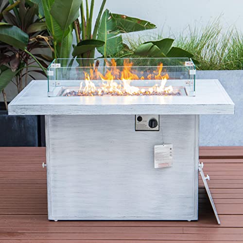 LeisureMod Chelsea 7-Piece Outdoor Patio Conversation Set with Fire Pit Table and Cushions Green