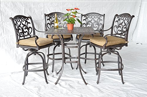 Patio Land Mandalay 5pc Outdoor Patio Bar Set Dark Bronze