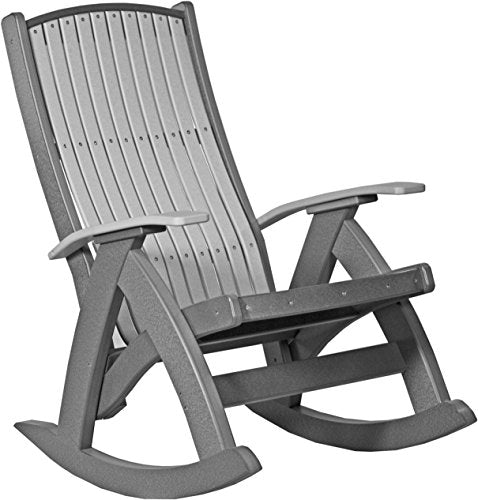 LuxCraft Poly Comfort Rocker Outdoor Rocking Chair Dove Gray & Slate