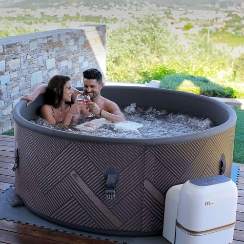 M Spa Mono 6 Person Round Hot Tub 138 Jet Wi-Fi Controlled Champaign Gold