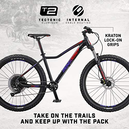 Mongoose Tyax Comp Adult Mountain Bike 27.5-Inch Wheels Tectonic T2 Aluminum Frame Hydraulic Disc Brakes Womens Medium Frame Black