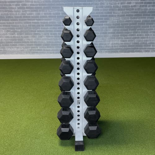 Synergy Custom Fitness 8-Tier Vertical Dumbbell Storage Rack - DBRK8 (Textured Black, Grey, White, Synergy Blue, Red, Orange, Yellow, Blue, Military Green, Military Tan)