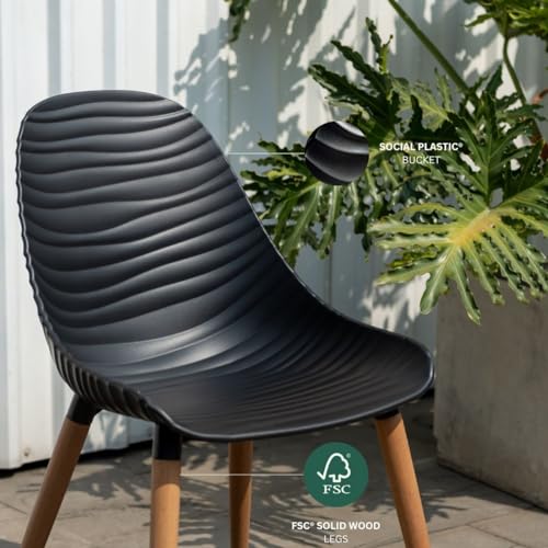Amazonia Patio Poryt 13-Piece Dining Set Certified Teak Outdoor Black