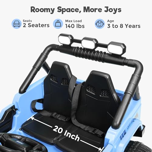 FUNTOK 2 Seater 24V Ride On Truck Grey Blue