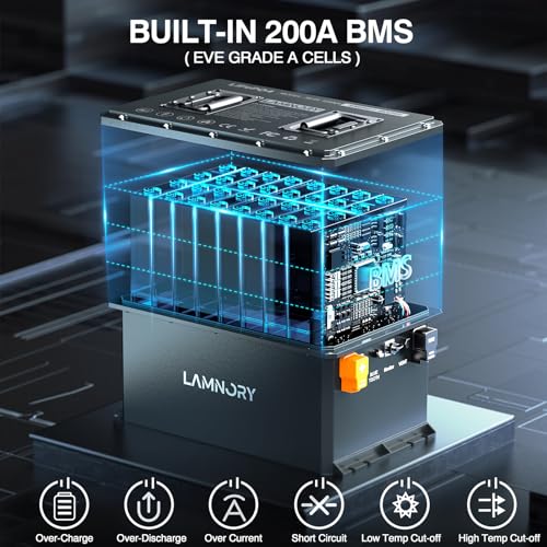 Lamnory 48V 105Ah Lithium Golf Cart Battery with Touch Monitor & Charger