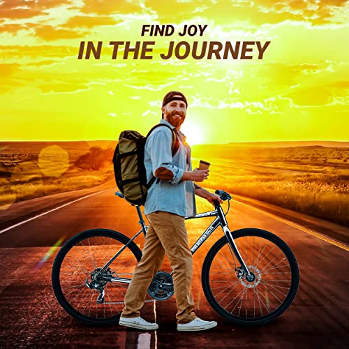 5Seconds Hybrid Bicycle Paramount 100 Mountain Bike for Men Women 21-Speed Lightweight Aluminum Alloy Frame Adult Bike with Trigger Shifters and Mechanical Disc Brakes Black