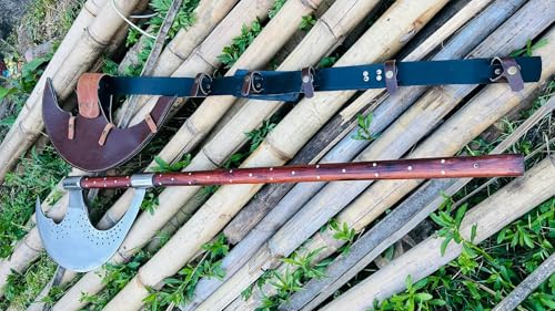 EGKH Custom Blade Large Bardiche Pole Axe Blunt Axe Head High Carbon Steel Silver