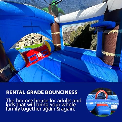 HERO KIDDO Ocean Shark Bounce House Water Slide Combo