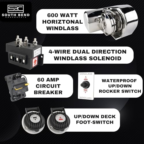 South Bend Components S612 Horizontal Windlass Anchor System 600W 12V DC Stainless