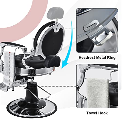 GLOBALWAY Vintage Barber Chair Hydraulic Recline Adjustable Black