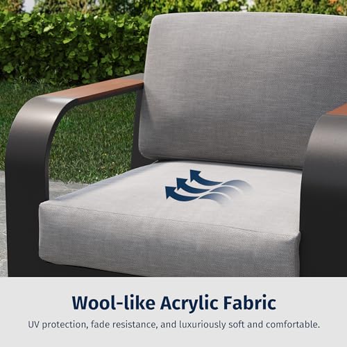 EAST OAK Signature 3-Piece Aluminum Patio Furniture Set Dark Grey