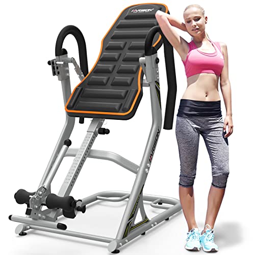 HARISON Heavy Duty Inversion Table for Back Pain Relief 350 LBS Capacity with 3D Memory Foam Black+Red