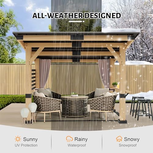 Yardsight Hardtop Cedar Gazebo 10' x 12' with Curtains A08-10 x 12''