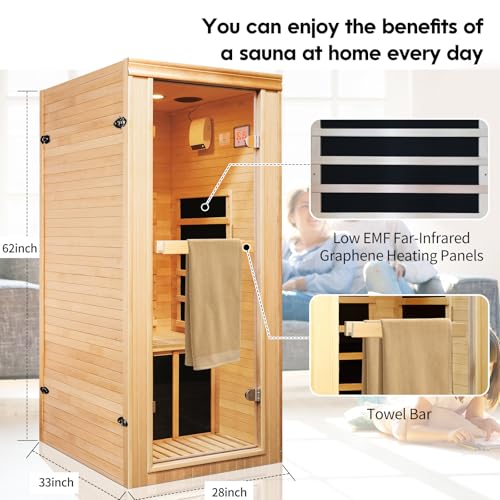 RIGO Far Infrared 1-Person Sauna Canadian Hemlock Wood