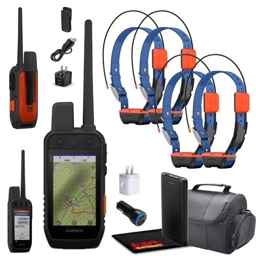 Garmin Alpha 300i Handheld Dog Tracker & Training System Bundle with 4X Alpha T20 Collars Black