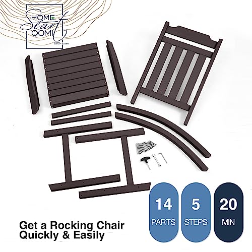 hOmeQomi Rocking Chairs Set of 4 All Weather Resistant Poly Lumber Brown