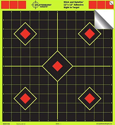Splatterburst Targets Self-Adhesive Shooting Targets 12x12 inch Fluorescent Yellow Black Chartreuse Red