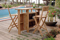 Windsor Teak Furniture 4pc Genuine Grade A Indonesian Teak Bar Set with Folding Bar and Chairs Teak